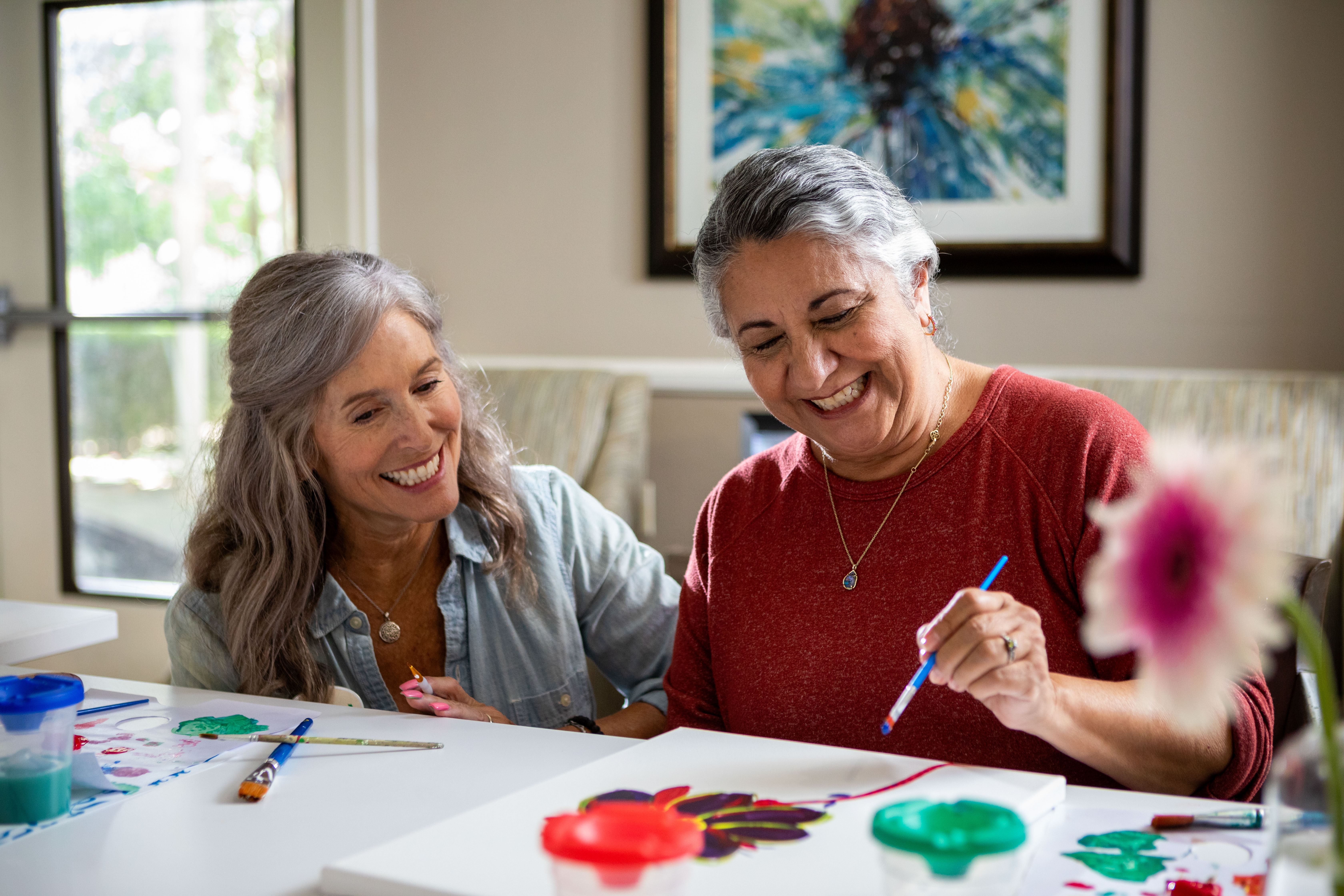 Caregiver Painting With Resident